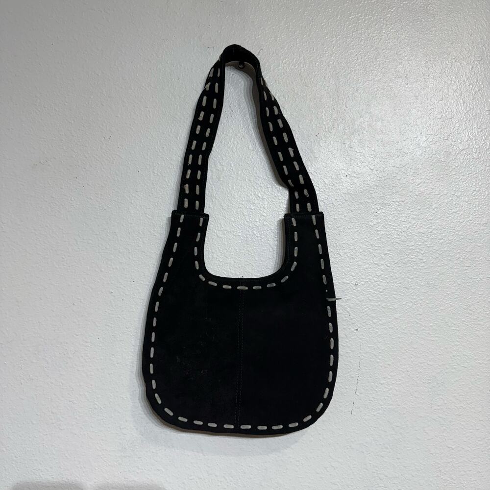 Weather Vane Black Stitch Suede Vintage Purse
